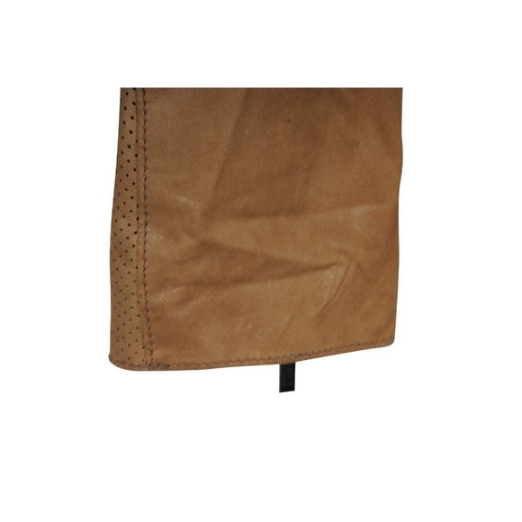 Armani Collezioni Mens Motorcycle Leather Jacket XL 42  Light Brown Tan Zip Up - Picture 5 of 14